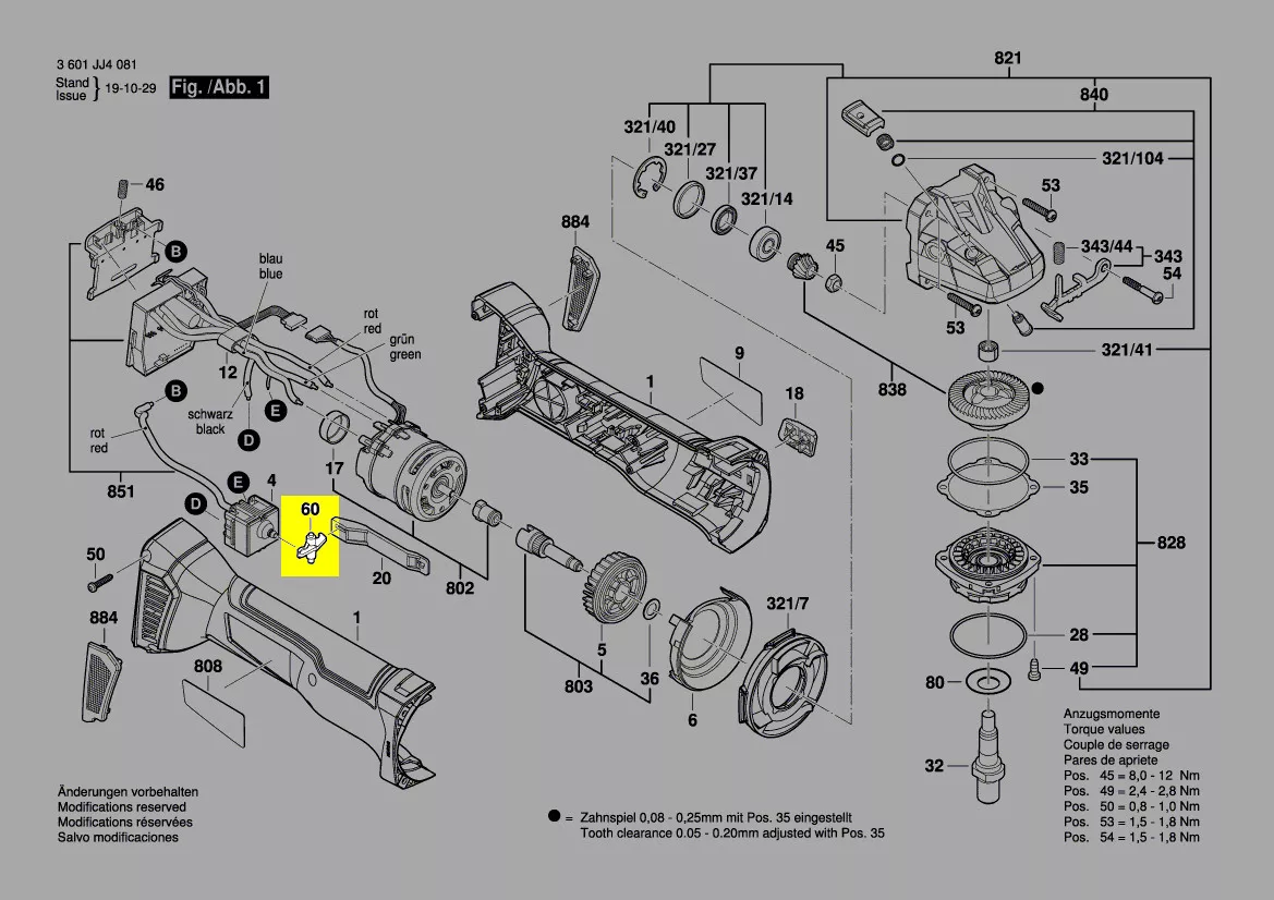 Levier commande interrupteur réf. 1 600 A00 P18 Bosch